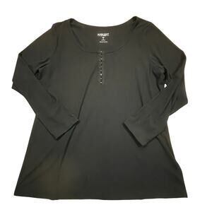 Torrid Super Soft Rib Top Womens Size 3 Black Long Sleeve Henley Stretch